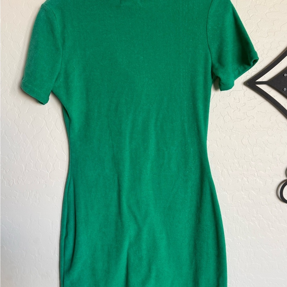 VACANCY SUPPLY Green Terry Cloth Shirt Dress - Women's Casual Polo Style - 4 - Picture 4 of 7